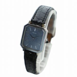 SEIKO 腕時計 ウォッチ クォーツ スクエア 青文字盤 他社ベルト シルバー色 黒 ブラック GY18 /MQ