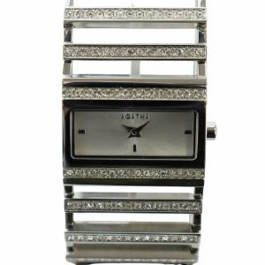 腕時計 ウォッチ クォーツ ラインストーン ロゴ スクエア シルバー色 GY18 /MQ