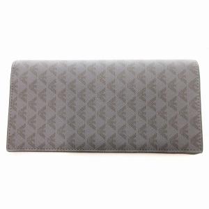 美品 長財布 二つ折り ロングウォレット 小銭入れ PVC イーグル ロゴ 総柄 グレー /JS GY18