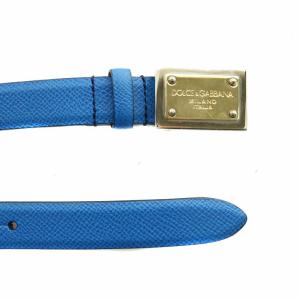 DOLCE&GABBANA ベルト レザー バックル ロゴプレート ゴールド金具 90/36 青 ブルー BE0795 /XZ GY18