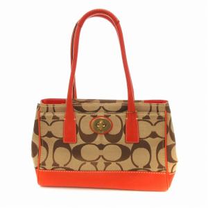 ハンドバッグ シグネチャー キャンバス レザー ターンロック オレンジ ベージュ 11557