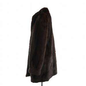 SAGA MINK 金サガ TOGU 毛皮コート ブラウンミンクファー 長袖 ミドル 総裏地 ネーム刺繍入り 茶 ブラウン