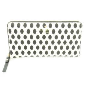 財布 ウォレット 長財布 小銭入れ ドット柄 総柄 ロゴ 白 ホワイト