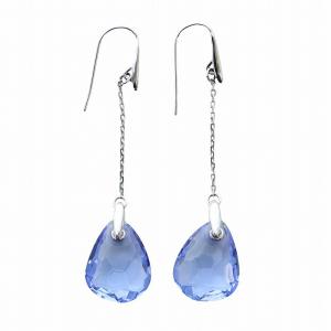 SWAROVSKI フックピアス アクセサリー 両耳用 クリスタル ドロップ シルバー色 青 ブルー GY18
