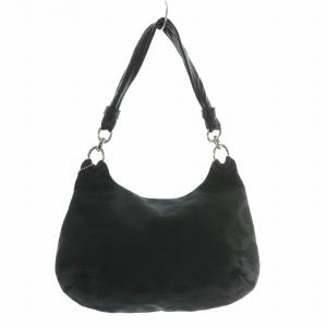 COACH オプアート ハンドバッグ ワンショルダー サテンキャンバス レザー 総柄 ロゴ シルバー金具 黒 ブラック 16953