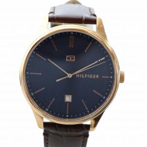 腕時計 ウォッチ クォーツ デイト レザーベルト 紺文字盤 ゴールド色 TH.344.1.34.2404