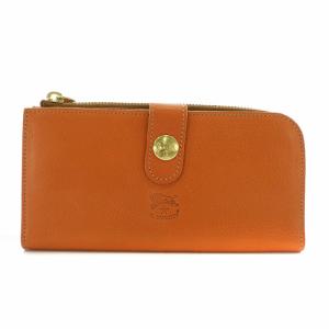 コンチョスナップ 長財布 二つ折り ロング ウォレット レザー L字ファスナー 茶 ブラウン