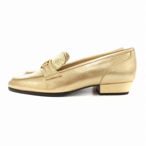 GIANNI VERSACE パンプス パイソン型押し メデューサ レザー ゴールド金具 金色 35.5 22.5 /JS GY18