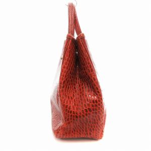 Longchamp ロゾ トートバッグ ハンドバッグ レザー クロコ型押し レッド 赤 /JS GY18