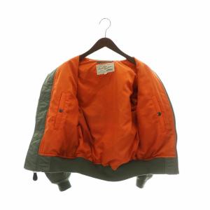 AVIREX MA-1 フライトジャケット ブルゾン ナイロン ジップアップ ロゴ 刺繍 ワッペン M カーキ 6182214