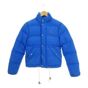ダウンジャケット スタンドカラー ジップアップ ロゴ刺繍 XS 青 ブルー /MN7 GY18