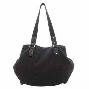 agnes b. ハンドバッグ トート 肩掛け ロゴ ナイロン レザー 黒 ブラック /GV GY18