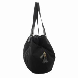 agnes b. ハンドバッグ トート 肩掛け ロゴ ナイロン レザー 黒 ブラック /GV GY18