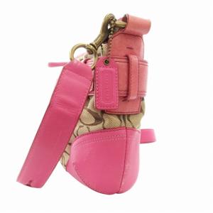 COACH 07077 シグネチャー ハンドバッグ ショルダー 2WAY 斜め掛け キャンバス レザー 茶 ブラウン ピンク