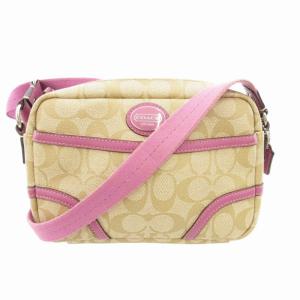 COACH 47343 シグネチャー ショルダーバッグ 斜め掛け クロスボディ ロゴ PVC ベージュ ピンク