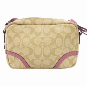 COACH 47343 シグネチャー ショルダーバッグ 斜め掛け クロスボディ ロゴ PVC ベージュ ピンク