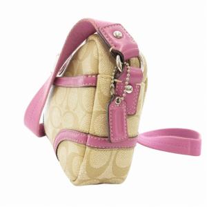COACH 47343 シグネチャー ショルダーバッグ 斜め掛け クロスボディ ロゴ PVC ベージュ ピンク