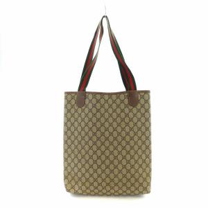 GUCCI ヴィンテージ トートバッグ PVC GG柄 シェリーライン ブラウン