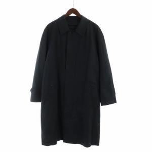 ステンカラーコート ロング 長袖 ノバチェック 比翼ボタン ジレ ライナー付き ネーム刺繍入り ロゴ 黒