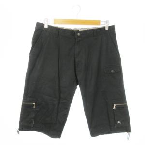 ハーフパンツ ショート カーゴ ストレッチ ロゴ刺繍 ドロスト 82 黒 ブラック /AO17 GY18