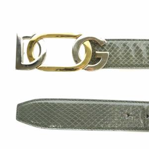 ベルト パイソン ヘビ革 レザー ロゴ バックル ゴールド金具