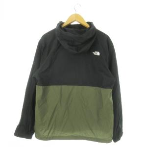 THE NORTH FACE コンパクトジャケット パーカー ジップアップ ナイロン 配色 ロゴ 薄手 アウトドア L 黒 ブラック