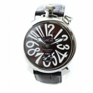 MANUALE 48 腕時計 手巻き スモセコ 裏スケルトン レザーベルト 茶色文字盤