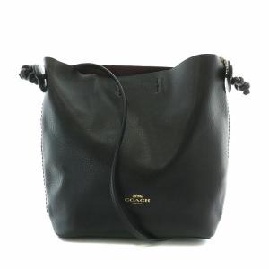 ダービー ショルダーバッグ レザー 花 フラワー マグネット ロゴ 黒 ブラック F58661