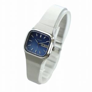SEIKO 腕時計 ウォッチ スクエア クォーツ デイト 青文字盤 ロゴ シルバー色 7903-5000 GY18