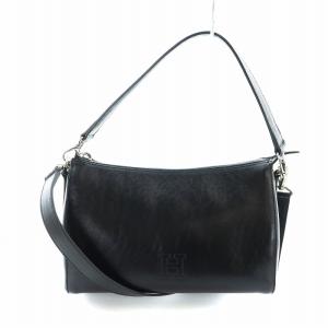 ハンドバッグ ショルダー 2WAY ロゴ レザー シルバー金具 黒 ブラック GY18 /MQ
