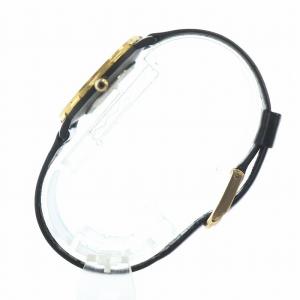 GUCCI ジャンク品 腕時計 ウォッチ クォーツ ローマン レザーベルト ロゴ ゴールド色 黒 ブラック GY18