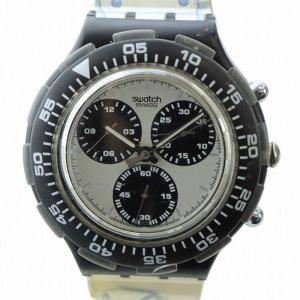 ジャンク品 腕時計 ウォッチ クォーツ クロノグラフ ロゴ 黒 ブラック 黄 イエロー GY18 /MQ