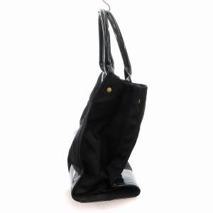 TORY BURCH トートバッグ ハンドバッグ ナイロン エナメル切替 ビッグロゴ 黒 /UO GY18