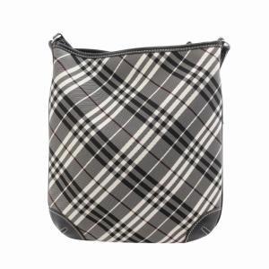 BURBERRY BLUE LABEL ショルダーバッグ チェック柄 キャンバス レザー 黒 ブラック系