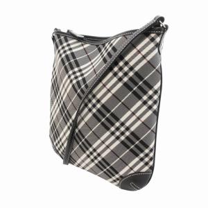 BURBERRY BLUE LABEL ショルダーバッグ チェック柄 キャンバス レザー 黒 ブラック系
