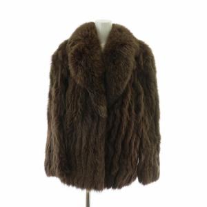 銀サガ ファーコート アウター 毛皮 フォックス ミドル 13 XL 茶色 ブラウン /XZ GY18