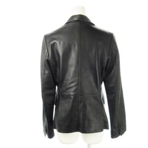 23区 レザーテーラードジャケット 本革 ラム 羊革 ステッチ 40 L 黒 ブラック /CK4 GY18