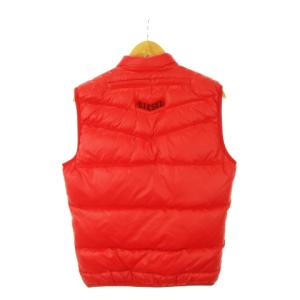DIESEL ダウンベスト ナイロン ロゴ ジップアップ フード収納 M 赤 レッド /AH5 GY18