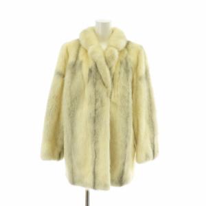 金サガ ファーコート アウター 毛皮 ミンク ミドル 肩パッド 11 L 白 ホワイト グレー /XZ