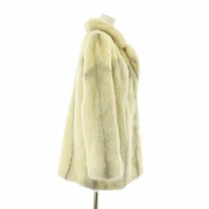 SAGA MINK 金サガ ファーコート アウター 毛皮 ミンク ミドル 肩パッド 11 L 白 ホワイト グレー /XZ