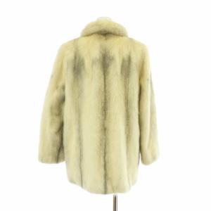 SAGA MINK 金サガ ファーコート アウター 毛皮 ミンク ミドル 肩パッド 11 L 白 ホワイト グレー /XZ
