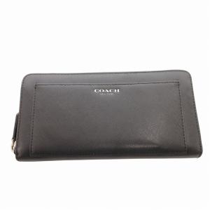 長財布 ウォレット PVC ロゴ ラウンドファスナー 黒 ブラック