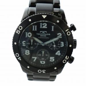 腕時計 ウォッチ クォーツ クロノグラフ 黒文字盤 ロゴ 黒 ブラック TAM-661 GY18 /MQ