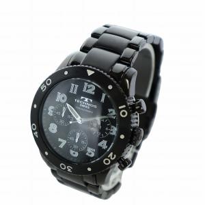 TECHNOS 腕時計 ウォッチ クォーツ クロノグラフ 黒文字盤 ロゴ 黒 ブラック TAM-661 GY18 /MQ