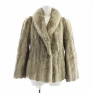 金サガ エンバ EMBA 毛皮コート ショート 長袖 サファイアミンクファー 総裏地 ネーム刺繍入り グレー