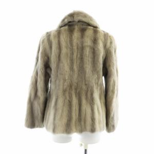 SAGA MINK 金サガ エンバ EMBA 毛皮コート ショート 長袖 サファイアミンクファー 総裏地 ネーム刺繍入り グレー