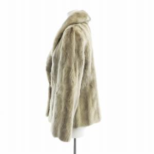 SAGA MINK 金サガ エンバ EMBA 毛皮コート ショート 長袖 サファイアミンクファー 総裏地 ネーム刺繍入り グレー