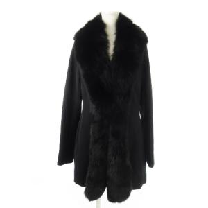中綿コート フォックスファー ショールカラー ミドル 40 M 黒 ブラック /CK12 GY18