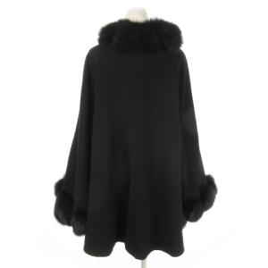 Leilian コート ポンチョ ケープ 2way トッパー フォックスファー カシミヤ F 黒 ブラック