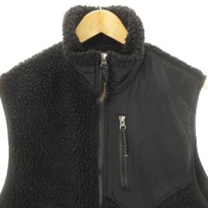PENDLETON ベスト フリース ボア スタンドカラー ダブルジップ チーフジョセフ オルテガ ネイティブ柄 M 黒 ブラック